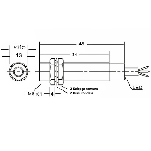PAL8P3-2ZPC                                   Çap:8mm/Algılama:2mm/PNP/NC/2Metre      Kablolu