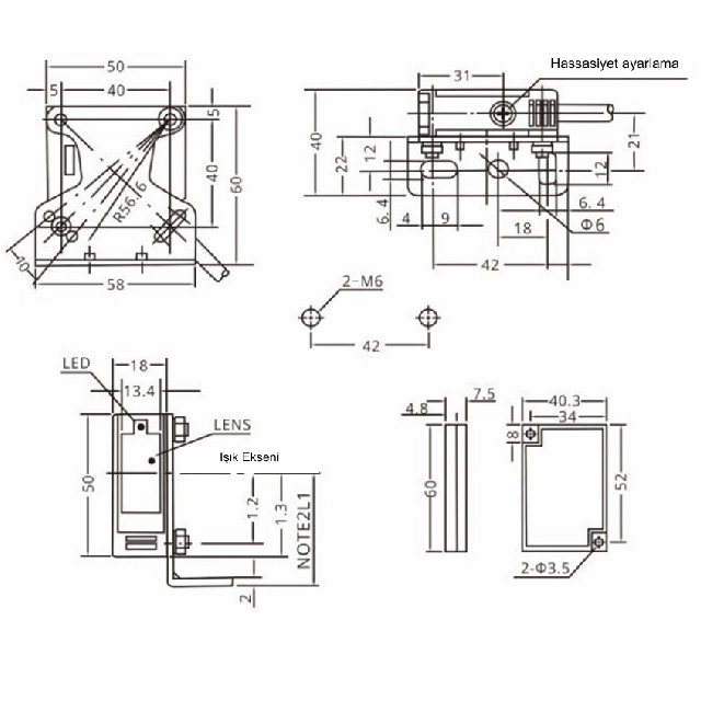 PAS50-CY150P3                     1.5M/PNP/NO+NC/2 Metre Kablolu