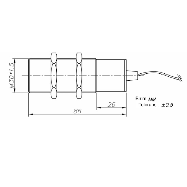 PUS-D-M30-I-200-T   Çap:30mm PASLANMAZ/0,2-2MT-Algılama/4~20mA Çıkış